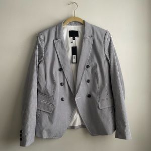 NEW Banana Republic Blue & White Seersucker Blazer Size 8